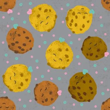 Vector seamless pattern with ice creams and cookies and spots Illustrazione stock