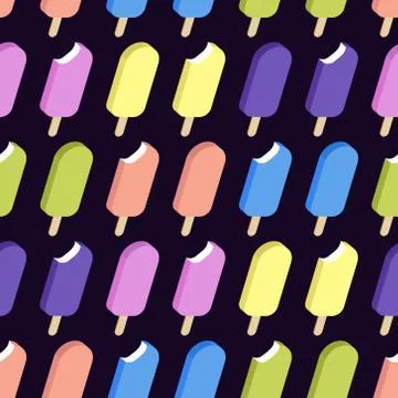 Vector seamless pattern with ice creams Stock Illustration