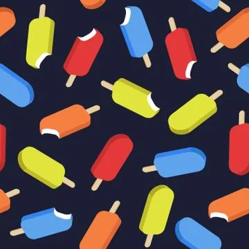 Vector seamless pattern with ice creams Stock Illustration