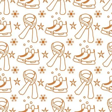 Vector seamless pattern Ice skates, scarf  Sport Stock Illustration