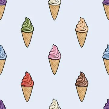 Vector seamless pattern with icecream cones Stock Illustration