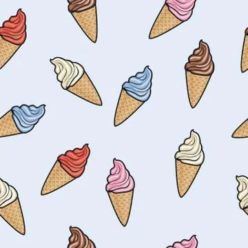Vector seamless pattern with icecream cones Stock Illustration