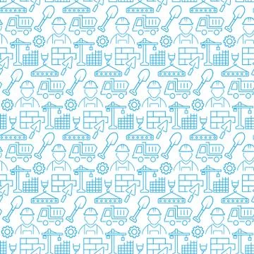 Vector Seamless pattern with icons of construction items. Stock Illustration