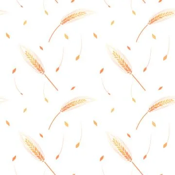 Vector seamless pattern illustration ears of wheat. Stock Illustration