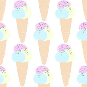 Vector seamless pattern illustration the ice cream in cartoon style pastel color Stock Illustration
