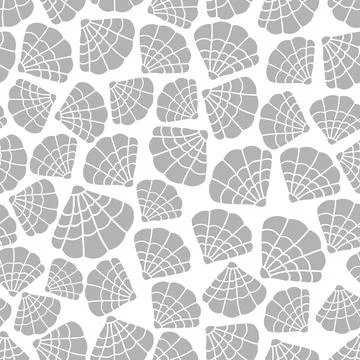 Vector seamless pattern illustration with seashells graphic symbols. Stock Illustration