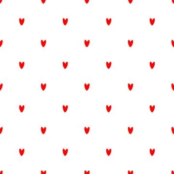 Vector seamless pattern illustration with small red hearts on white Stock Illustration