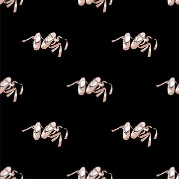Vector seamless pattern with the image of ballet pointe shoes Illustrazione stock