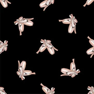 Vector seamless pattern with the image of ballet pointe shoes Illustrazione stock