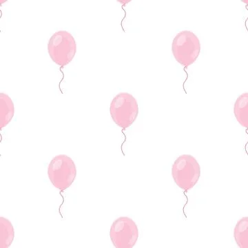 Vector seamless pattern with the image of pink balloons Stock Illustration
