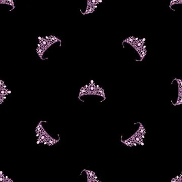 Vector seamless pattern with the image of a pink tiara Stock Illustration