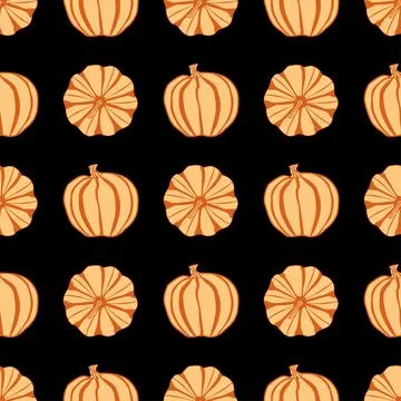 Vector seamless pattern with the image of pumpkins Stock Illustration