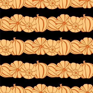 Vector seamless pattern with the image of pumpkins Stock Illustration