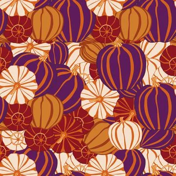 Vector seamless pattern with the image of pumpkins Stock Illustration