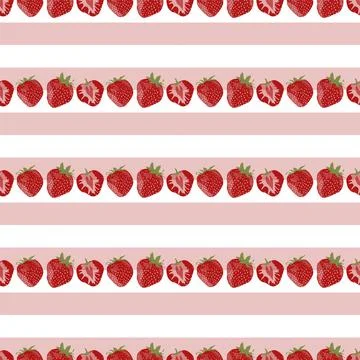 Vector seamless pattern with the image of strawberries Stock Illustration