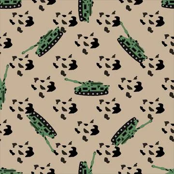 Vector seamless pattern with the image of tanks and dark spots Illustrazione stock