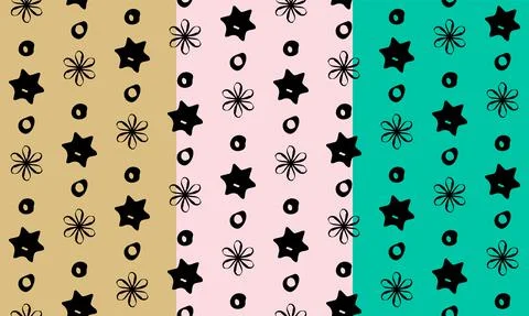 Vector seamless pattern. Ink brush hand drawn graphic elements, circle, star Illustrazione stock