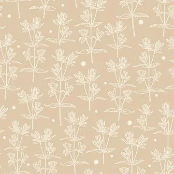 Vector seamless pattern ink clover shamrock wild field flower. Stock Illustration
