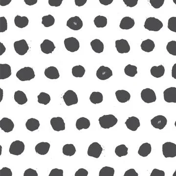 Vector seamless pattern with ink round brush strokes Stock Illustration