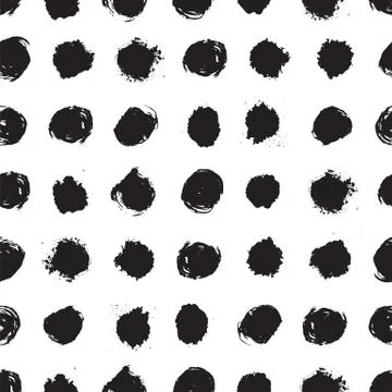 Vector seamless pattern with ink round brush strokes Stock Illustration