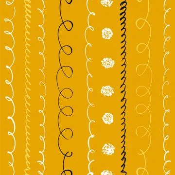 Vector seamless pattern. Ink serpentine, strokes, lines on colorful background. Stock Illustration