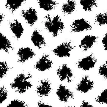 Vector seamless pattern with ink stains on white background. Illustration wit Stock Illustration