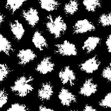 Vector seamless pattern with ink stains on black background. Illustration wit Stock Illustration