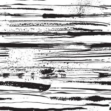 Vector seamless pattern with ink stripes and strokes Stock Illustration