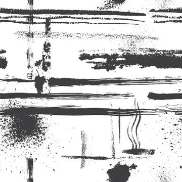 Vector seamless pattern with ink strokes and blobs Stock Illustration