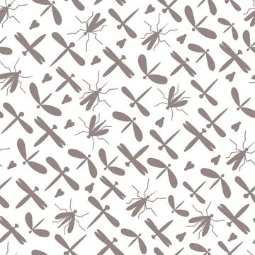 Vector seamless pattern with insects, bugs, hexapods shapes. Wild little forest Stock Illustration