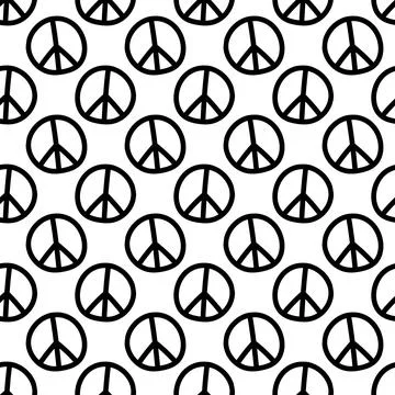 Vector seamless pattern with international symbol of pacifism, disarmament, w Stock Illustration