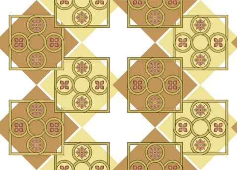 Vector seamless pattern of intertwined geometric elements and stylized plan.. Stock Illustration