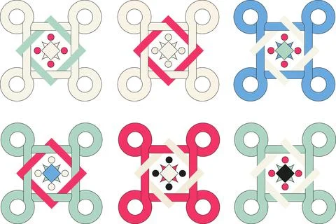 Vector seamless pattern of intertwined geometric elements. Illustrazione stock
