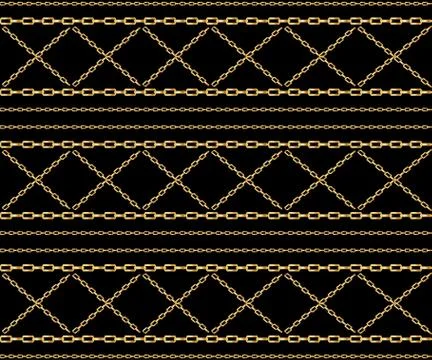 Vector seamless pattern of interwoven golden chains. Realistic illustration i Stock Illustration
