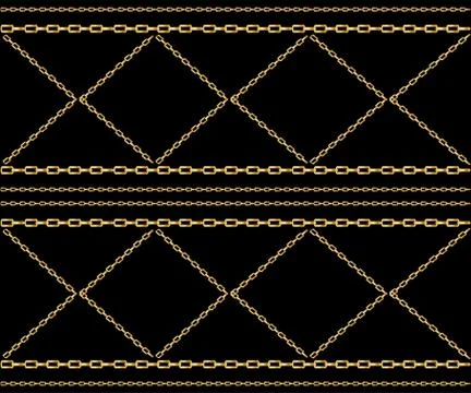 Vector seamless pattern of interwoven golden chains. Realistic illustration i Stock Illustration