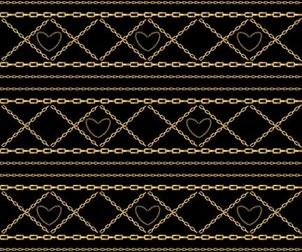 Vector seamless pattern of interwoven golden chains. Realistic illustration i Stock Illustration
