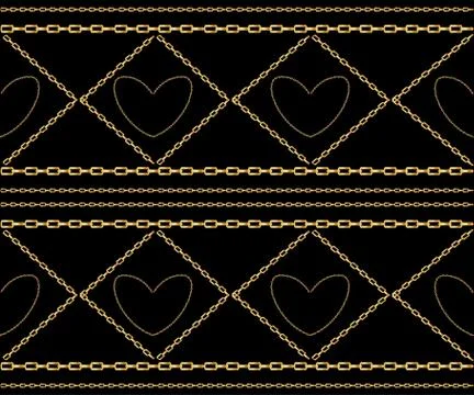 Vector seamless pattern of interwoven golden chains. Realistic illustration i Stock Illustration