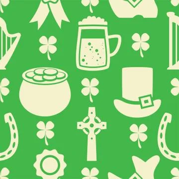 Vector seamless pattern of irish St. Patrick's Day Stock Illustration