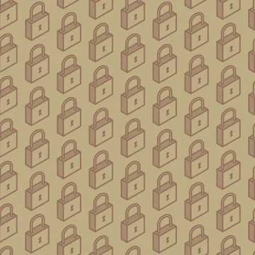 Vector seamless pattern with isometric locks Illustrazione stock