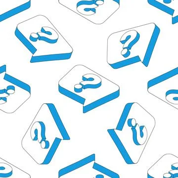 Vector seamless pattern with isometric question mark on speech bubble. Stock Illustration