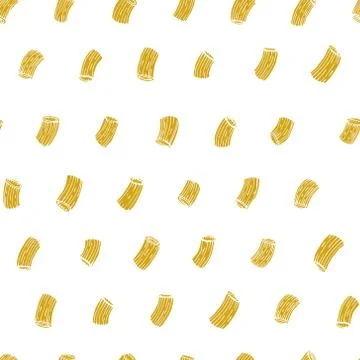 Vector seamless pattern with Italian pasta. Rigatoni hand drawn background. Stock Illustration