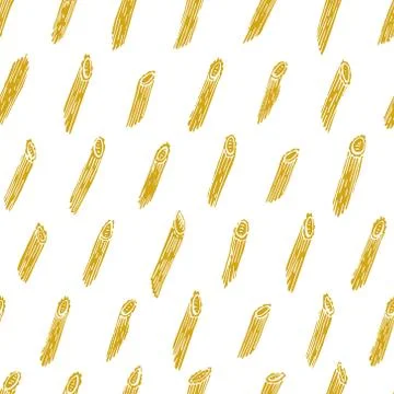 Vector seamless pattern with Italian pasta. Penne rigate hand drawn backgroun Stock Illustration