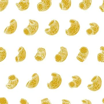 Vector seamless pattern with Italian pasta. Pipe rigate hand drawn background Stock Illustration