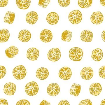 Vector seamless pattern with Italian pasta. Ruote hand drawn background. Stock Illustration