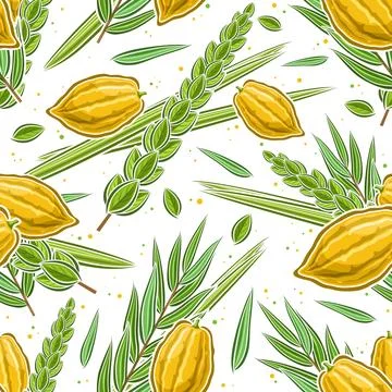 Vector seamless pattern for Jewish Sukkot Ilustração Stock