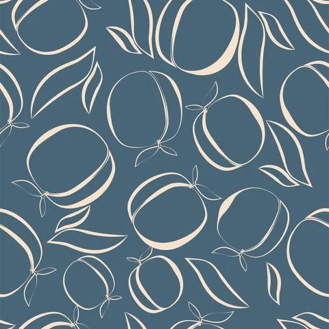 Vector. Seamless pattern. Juicy apricot, peach on tree branches with leaves. Illustrazione stock