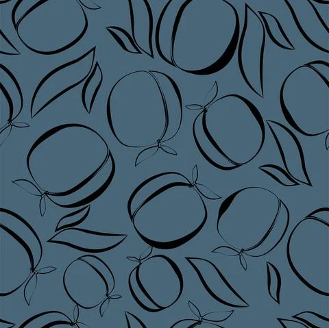 Vector. Seamless pattern. Juicy apricot, peach on tree branches with green le イラスト素材