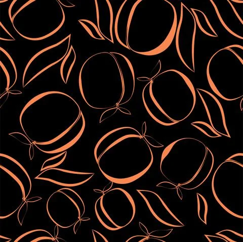 Vector. Seamless pattern. Juicy apricot, peach on tree branches with leaves. イラスト素材