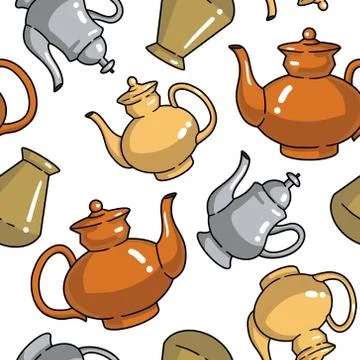 Vector seamless pattern with kettles Stock Illustration