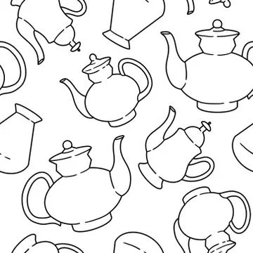 Vector seamless pattern with kettles Illustrazione stock